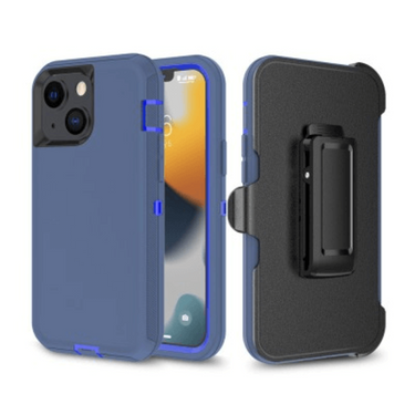 iPhone 14 Plus Compatible Case Cover With Robot Armor Hard Plastic And Belt Clip - Navy